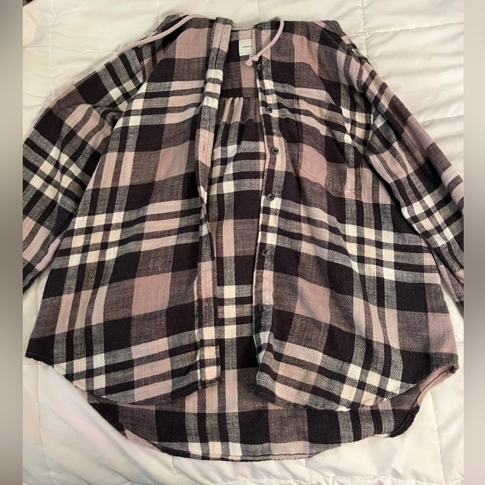american eagle hooded flannel